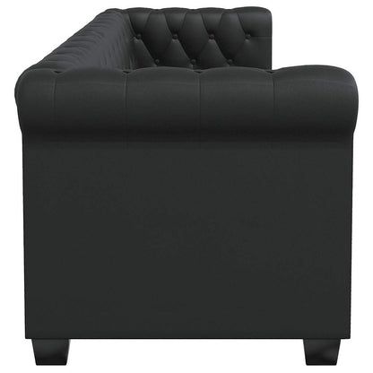 Chesterfield-Sofa 3-Sitzer Kunstleder Schwarz