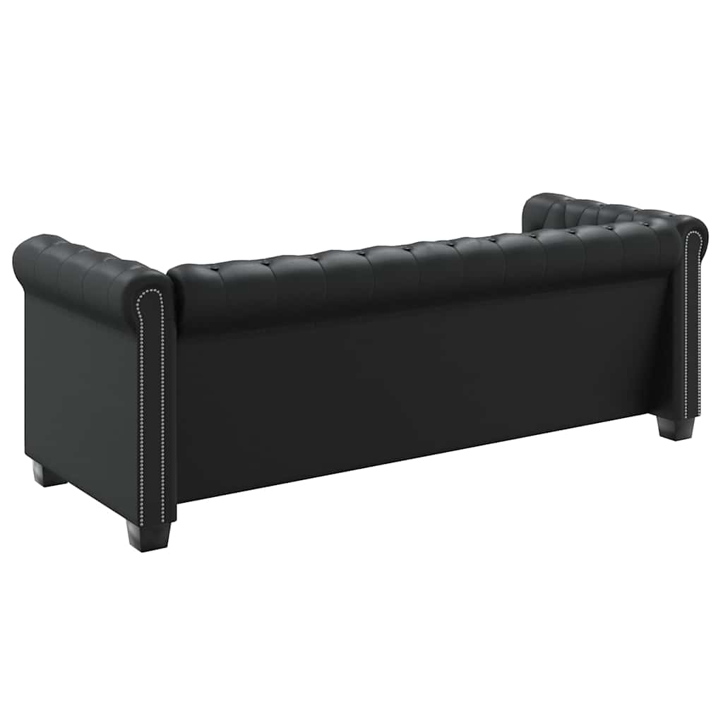 Chesterfield-Sofa 3-Sitzer Kunstleder Schwarz
