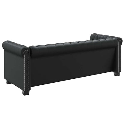 Chesterfield-Sofa 3-Sitzer Kunstleder Schwarz