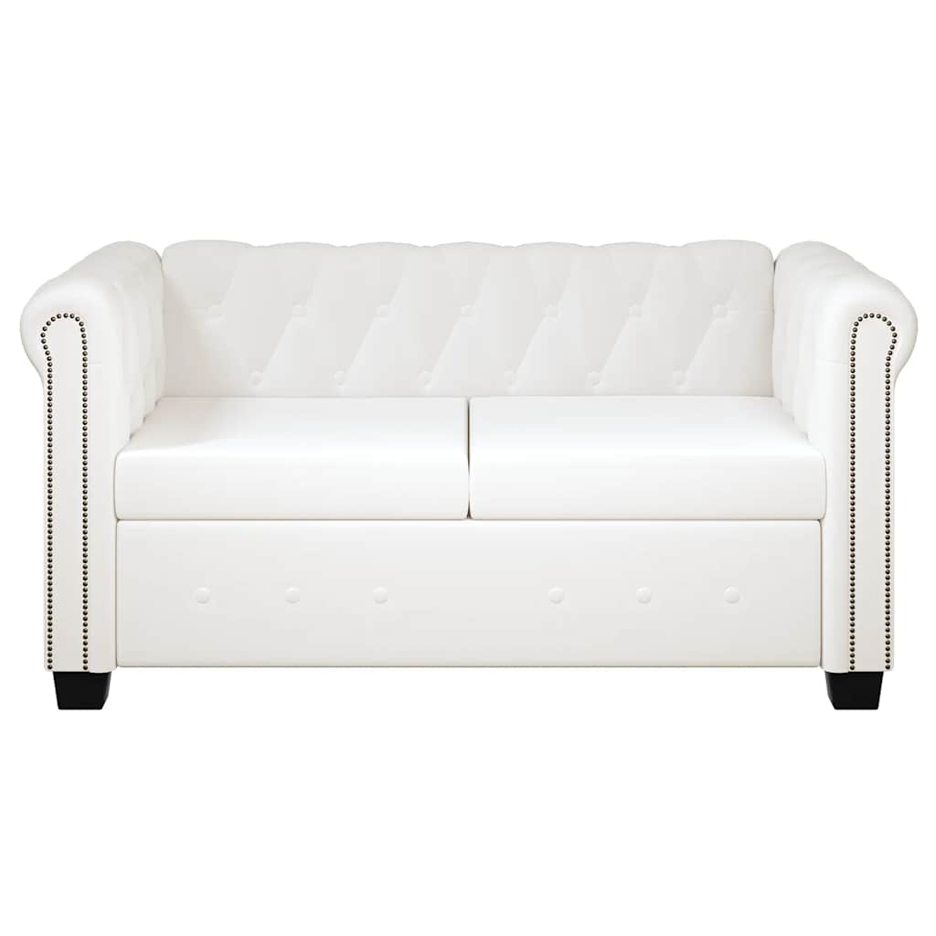 Chesterfield-Sofa 2-Sitzer Kunstleder Weiß