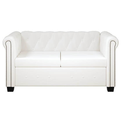 Chesterfield-Sofa 2-Sitzer Kunstleder Weiß