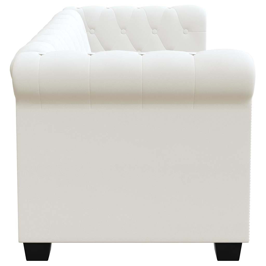 Chesterfield-Sofa 2-Sitzer Kunstleder Weiß
