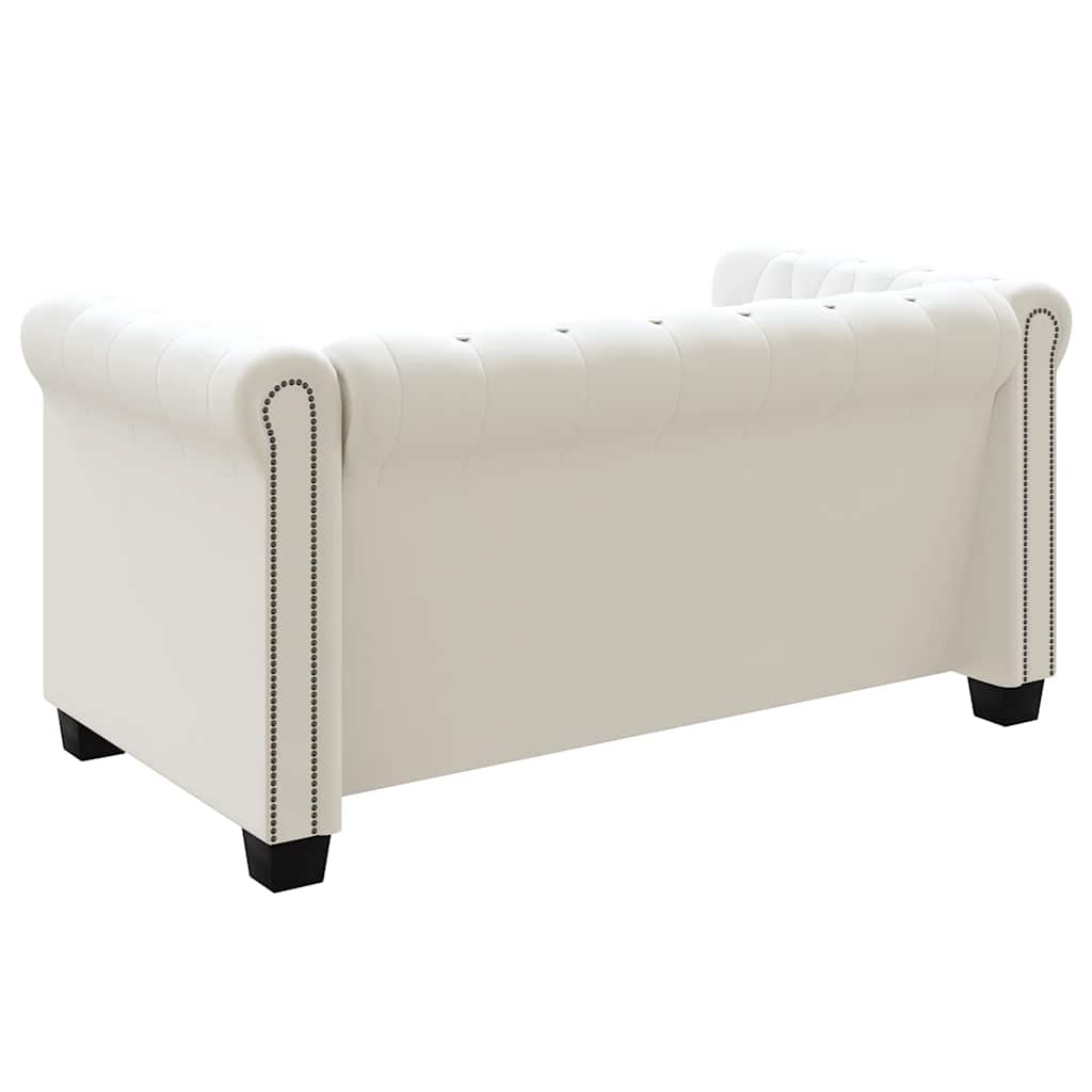 Chesterfield-Sofa 2-Sitzer Kunstleder Weiß