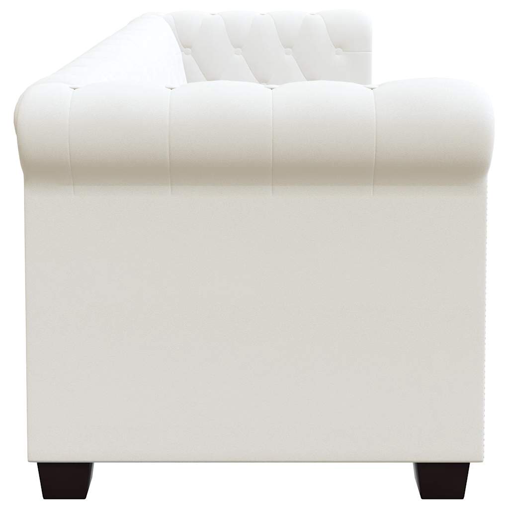 Chesterfield-Sofa 3-Sitzer Kunstleder Weiß