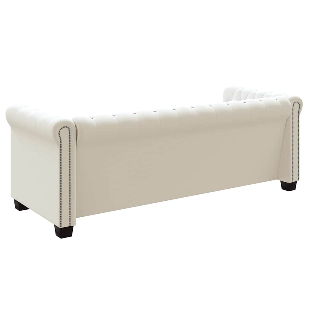 Chesterfield-Sofa 3-Sitzer Kunstleder Weiß