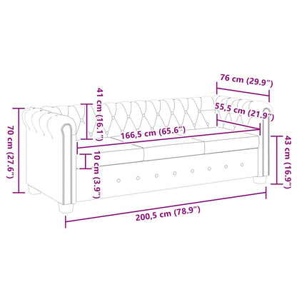 Chesterfield-Sofa 3-Sitzer Kunstleder Weiß
