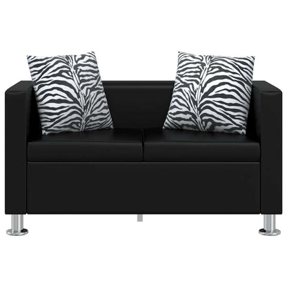 Sofa-Set Kunstleder 3-Sitzer und 2-Sitzer Schwarz