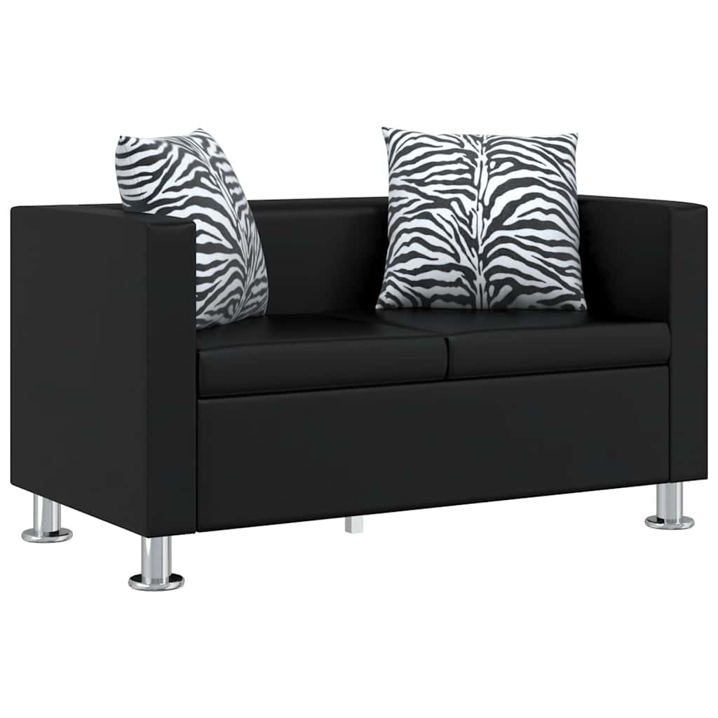 Sofa-Set Kunstleder 3-Sitzer und 2-Sitzer Schwarz