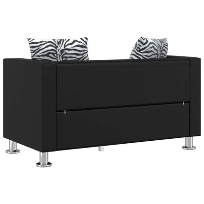 Sofa-Set Kunstleder 3-Sitzer und 2-Sitzer Schwarz