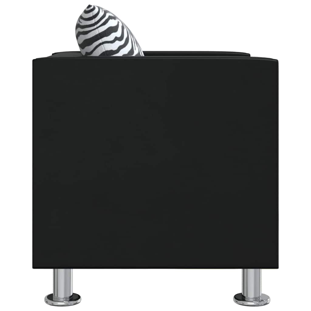 Sofa-Set Kunstleder 3-Sitzer + 2-Sitzer + Sessel Schwarz