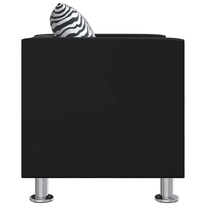 Sofa-Set Kunstleder 3-Sitzer + 2-Sitzer + Sessel Schwarz