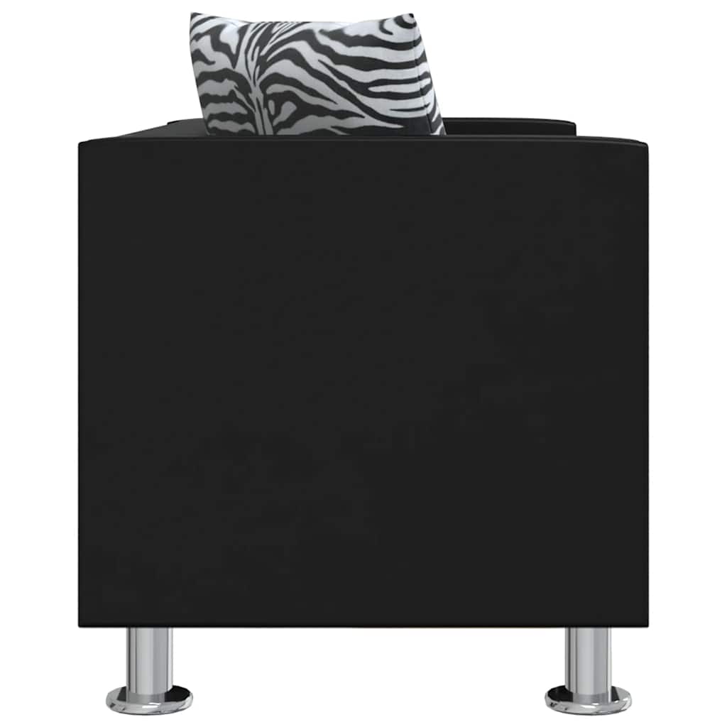 Sofa-Set Kunstleder 3-Sitzer + 2-Sitzer + Sessel Schwarz