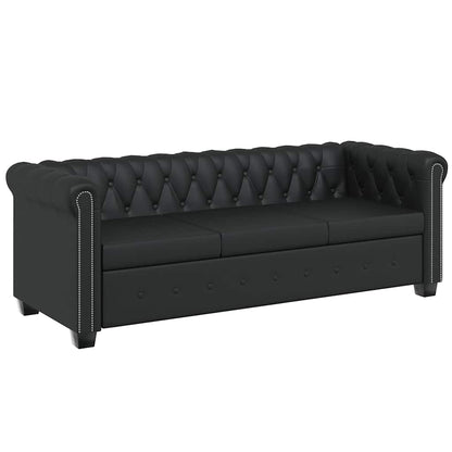 Chesterfield-Sofas 2-Sitzer und 3-Sitzer Kunstleder Schwarz