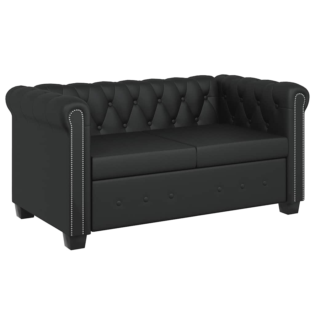Chesterfield-Sofas 2-Sitzer und 3-Sitzer Kunstleder Schwarz