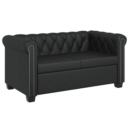 Chesterfield-Sofas 2-Sitzer und 3-Sitzer Kunstleder Schwarz