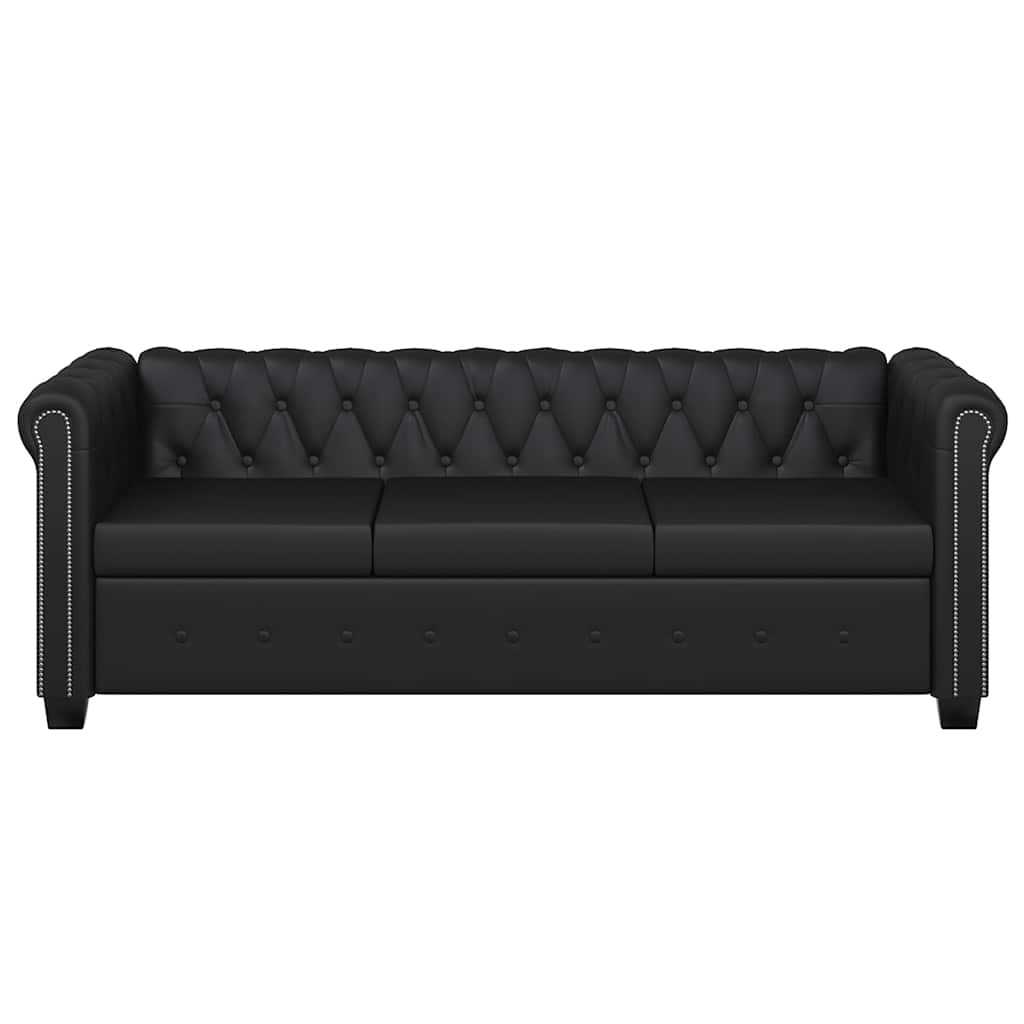 Chesterfield-Sofas 2-Sitzer und 3-Sitzer Kunstleder Schwarz