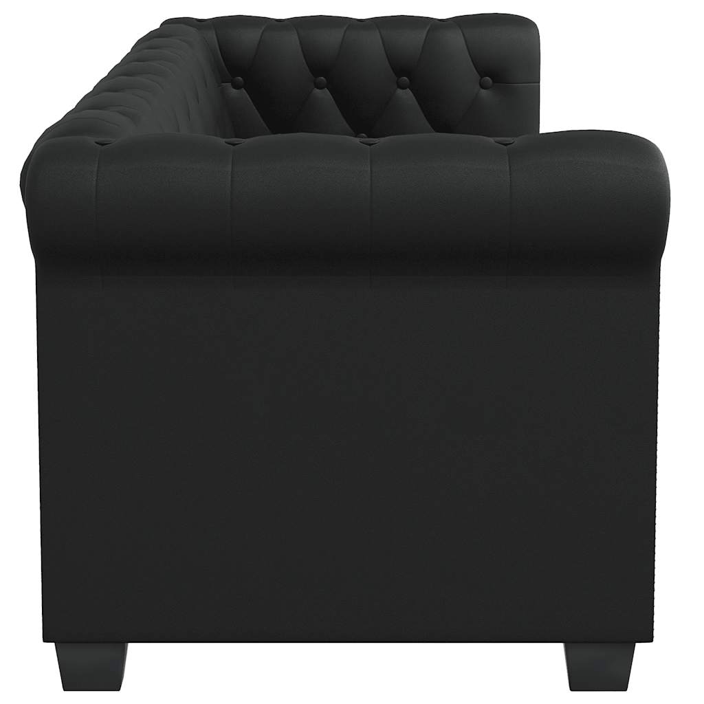 Chesterfield-Sofas 2-Sitzer und 3-Sitzer Kunstleder Schwarz
