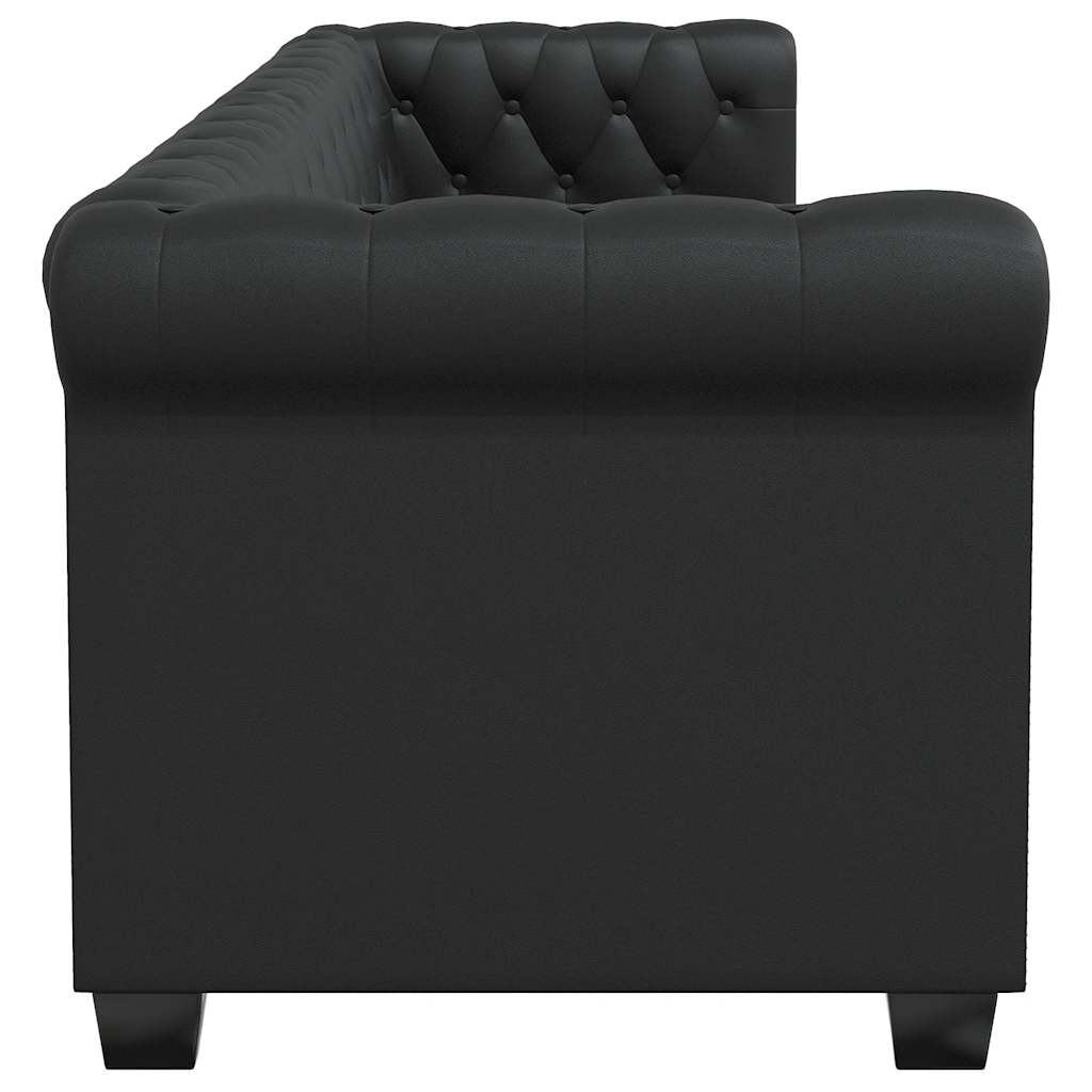 Chesterfield-Sofas 2-Sitzer und 3-Sitzer Kunstleder Schwarz