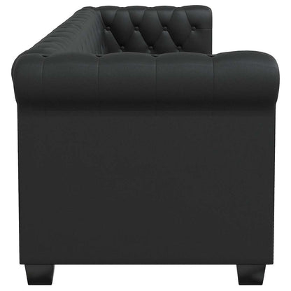Chesterfield-Sofas 2-Sitzer und 3-Sitzer Kunstleder Schwarz