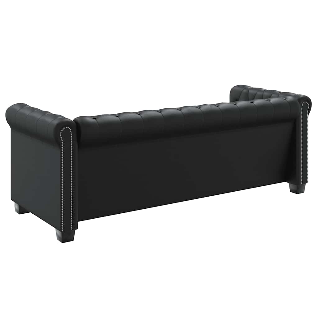 Chesterfield-Sofas 2-Sitzer und 3-Sitzer Kunstleder Schwarz