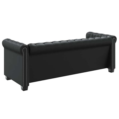 Chesterfield-Sofas 2-Sitzer und 3-Sitzer Kunstleder Schwarz