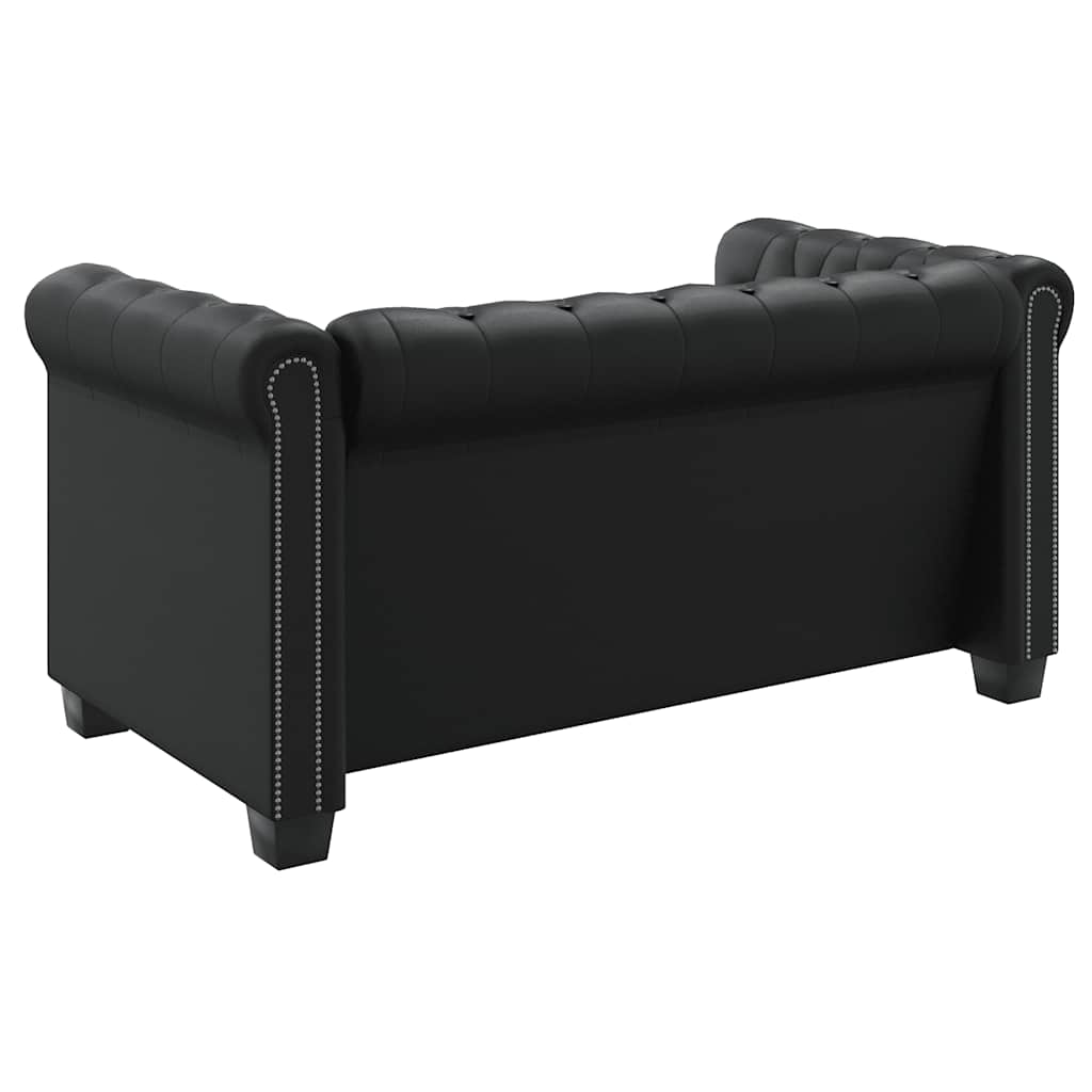 Chesterfield-Sofas 2-Sitzer und 3-Sitzer Kunstleder Schwarz