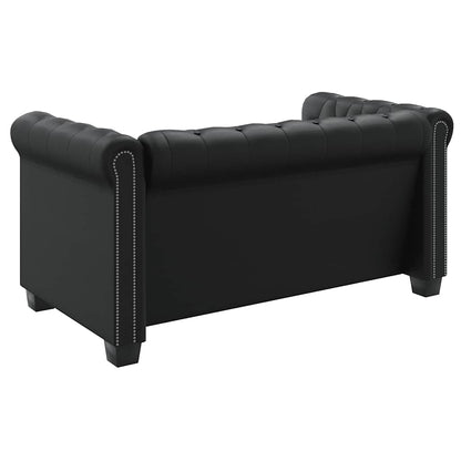 Chesterfield-Sofas 2-Sitzer und 3-Sitzer Kunstleder Schwarz