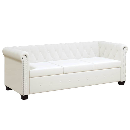 Chesterfield-Sofas 2-Sitzer und 3-Sitzer Kunstleder Weiß