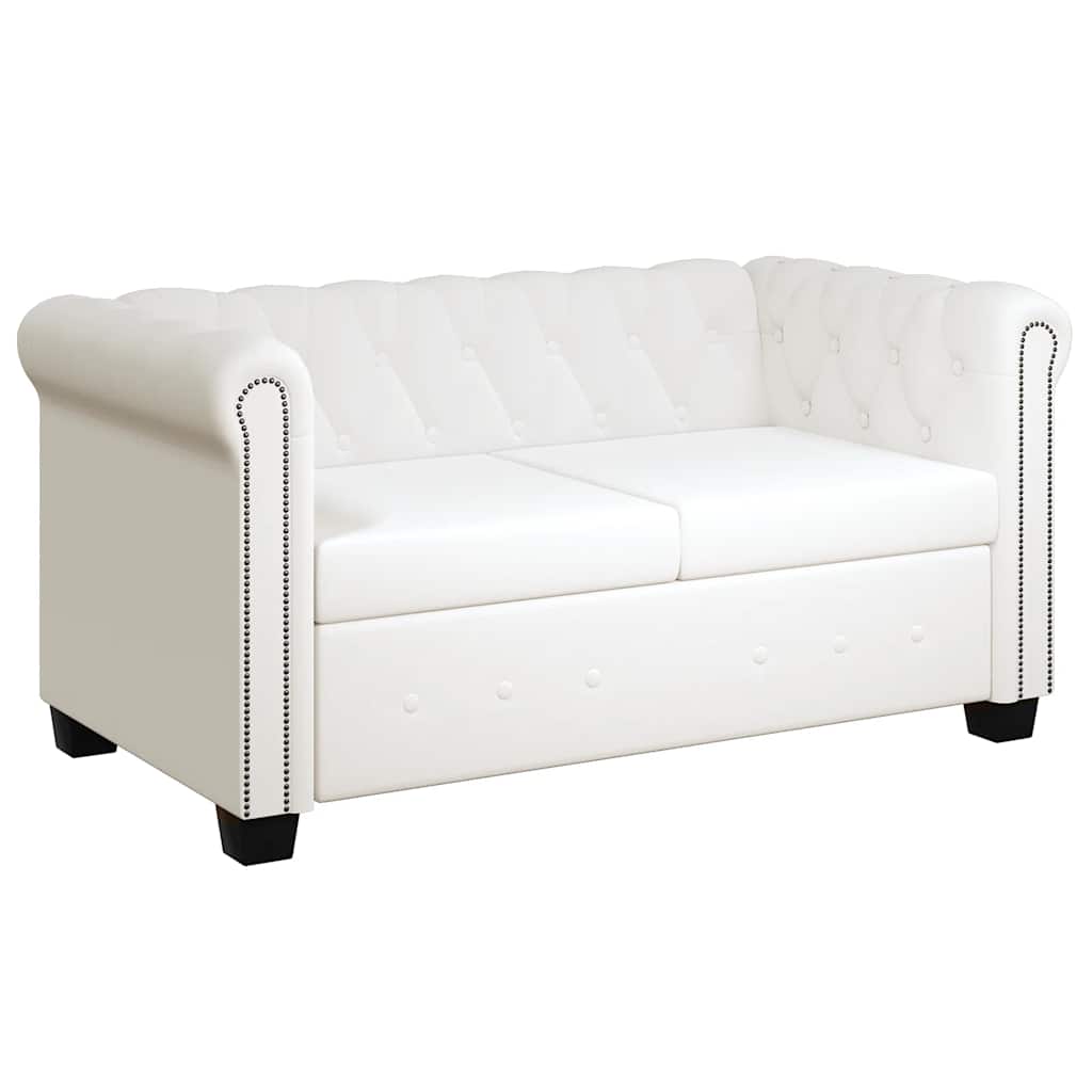 Chesterfield-Sofas 2-Sitzer und 3-Sitzer Kunstleder Weiß