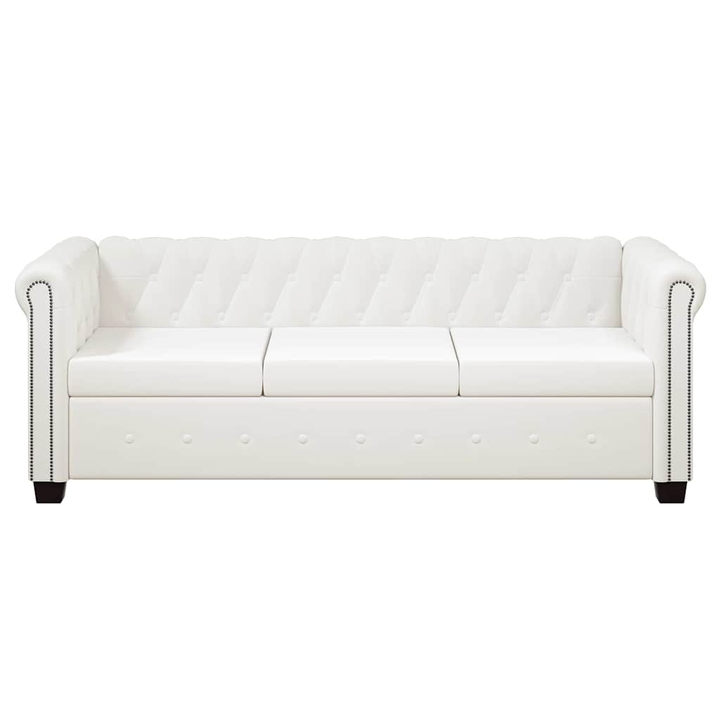 Chesterfield-Sofas 2-Sitzer und 3-Sitzer Kunstleder Weiß