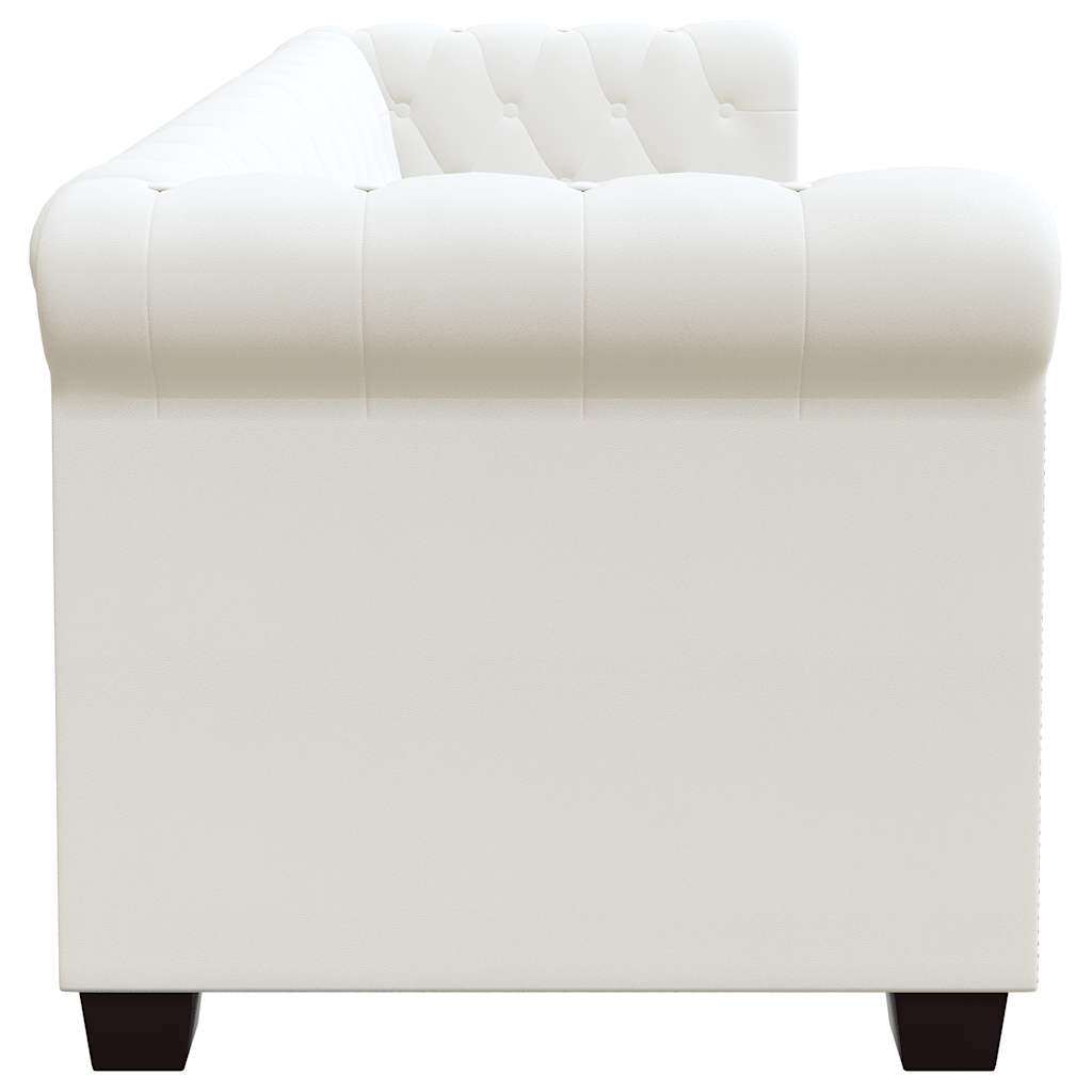 Chesterfield-Sofas 2-Sitzer und 3-Sitzer Kunstleder Weiß