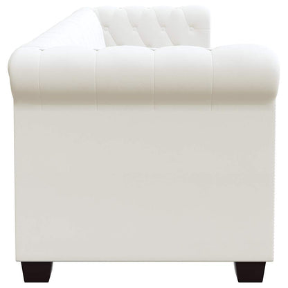Chesterfield-Sofas 2-Sitzer und 3-Sitzer Kunstleder Weiß
