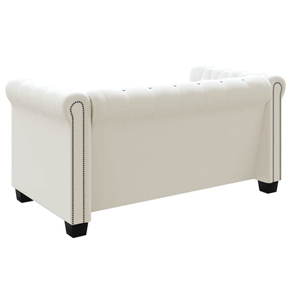 Chesterfield-Sofas 2-Sitzer und 3-Sitzer Kunstleder Weiß