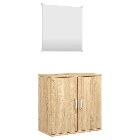 2-tlg. Badmöbel-Set Eichen-Optik Holzwerkstoff