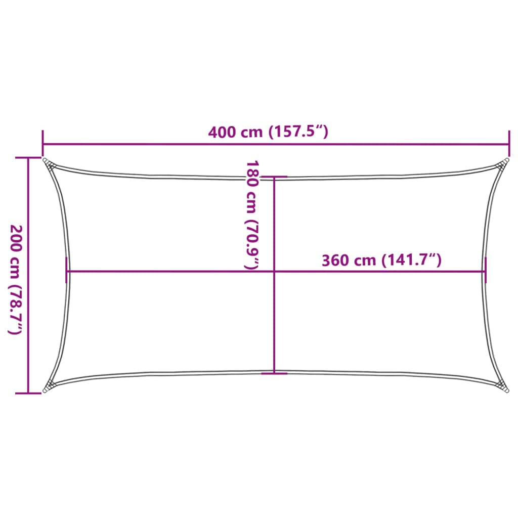 Sonnensegel HDPE Rechteckig 2x4 m Anthrazit