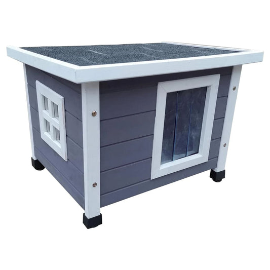 @Pet Outdoor Katzenhaus 57x45x43 cm Holz Grau und Weiß