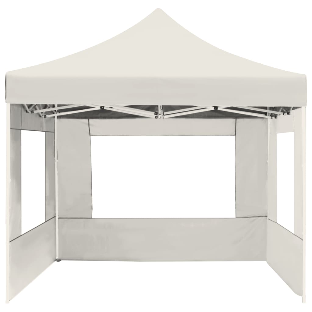 Profi-Partyzelt Faltbar mit Wänden Aluminium 4,5x3 m Creme