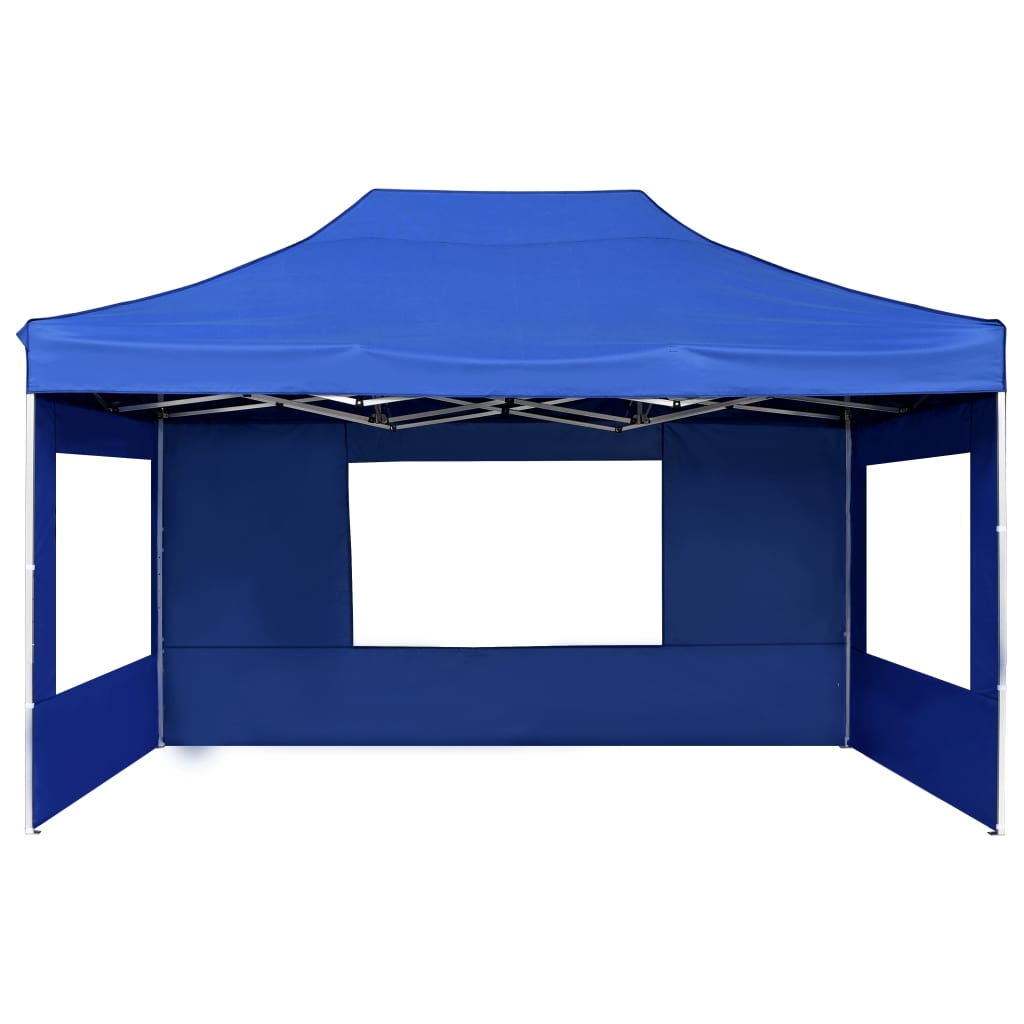 Profi-Partyzelt Faltbar mit Wänden Aluminium 4,5x3 m Blau