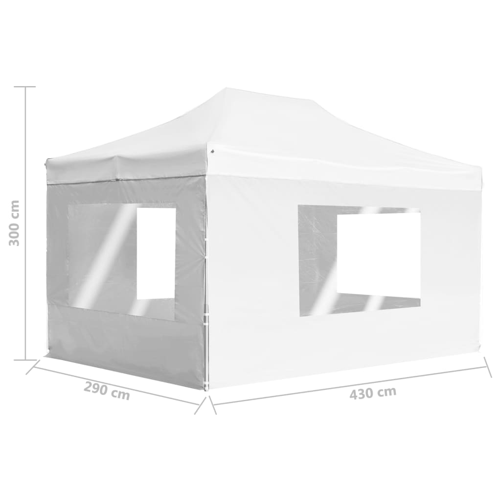 Profi-Partyzelt Faltbar mit Wänden Aluminium 4,5×3m Weiß