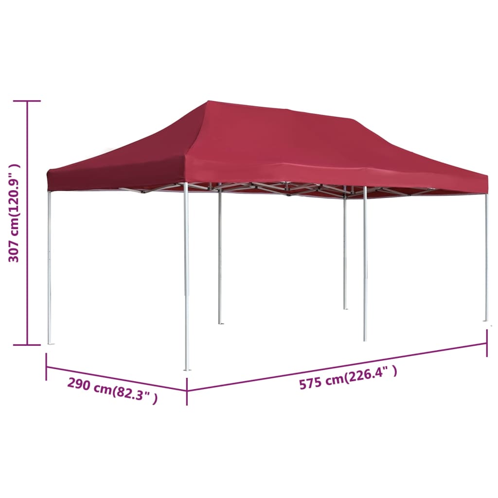 Profi-Partyzelt Faltbar Aluminium 6×3 m Weinrot