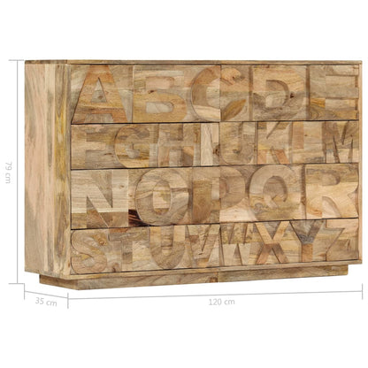 ABC-Schrank mit 6 Schubladen 120x35x79 cm Massivholz Mango