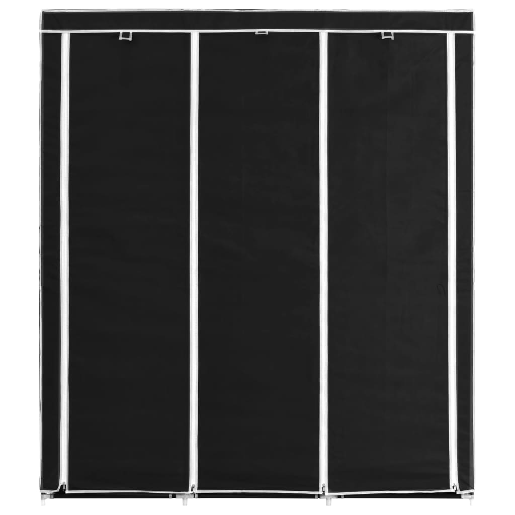 Kleiderschrank mit Fächern Stangen Schwarz 150x45x175cm Stoff