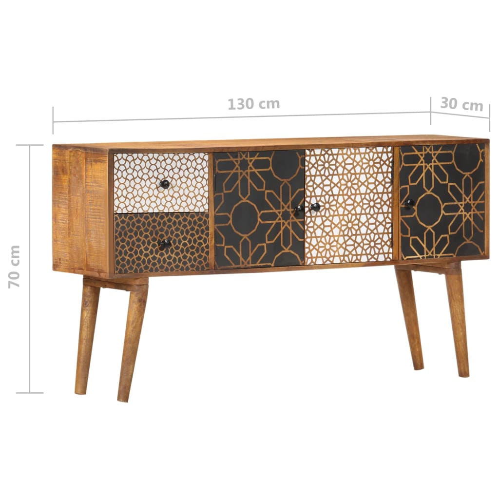 Sideboard mit Druckmustern 130x30x70 cm Massivholz Mango