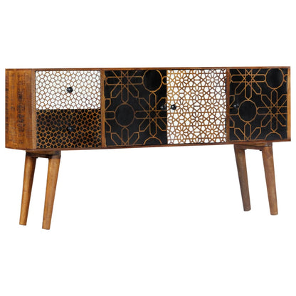 Sideboard mit Druckmustern 130x30x70 cm Massivholz Mango