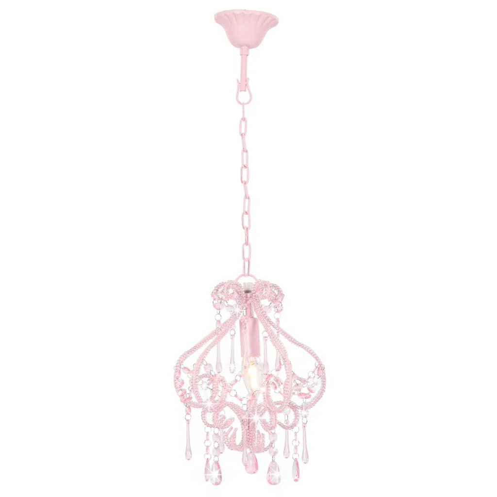 Deckenleuchte mit Perlen Rosa Rund E14
