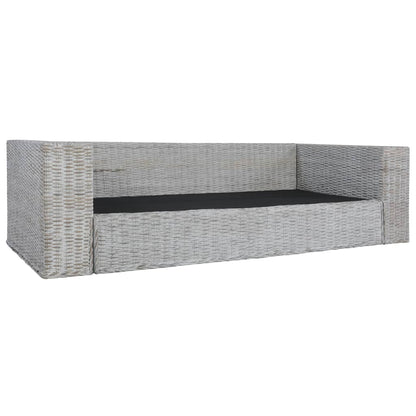 3-Sitzer-Sofa mit Kissen Grau Natürliches Rattan