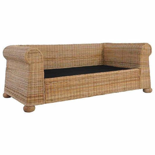 2-Sitzer-Sofa mit Kissen Natur Rattan