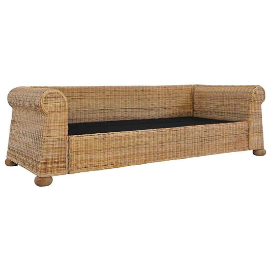 3-Sitzer-Sofa mit Kissen Natur Rattan