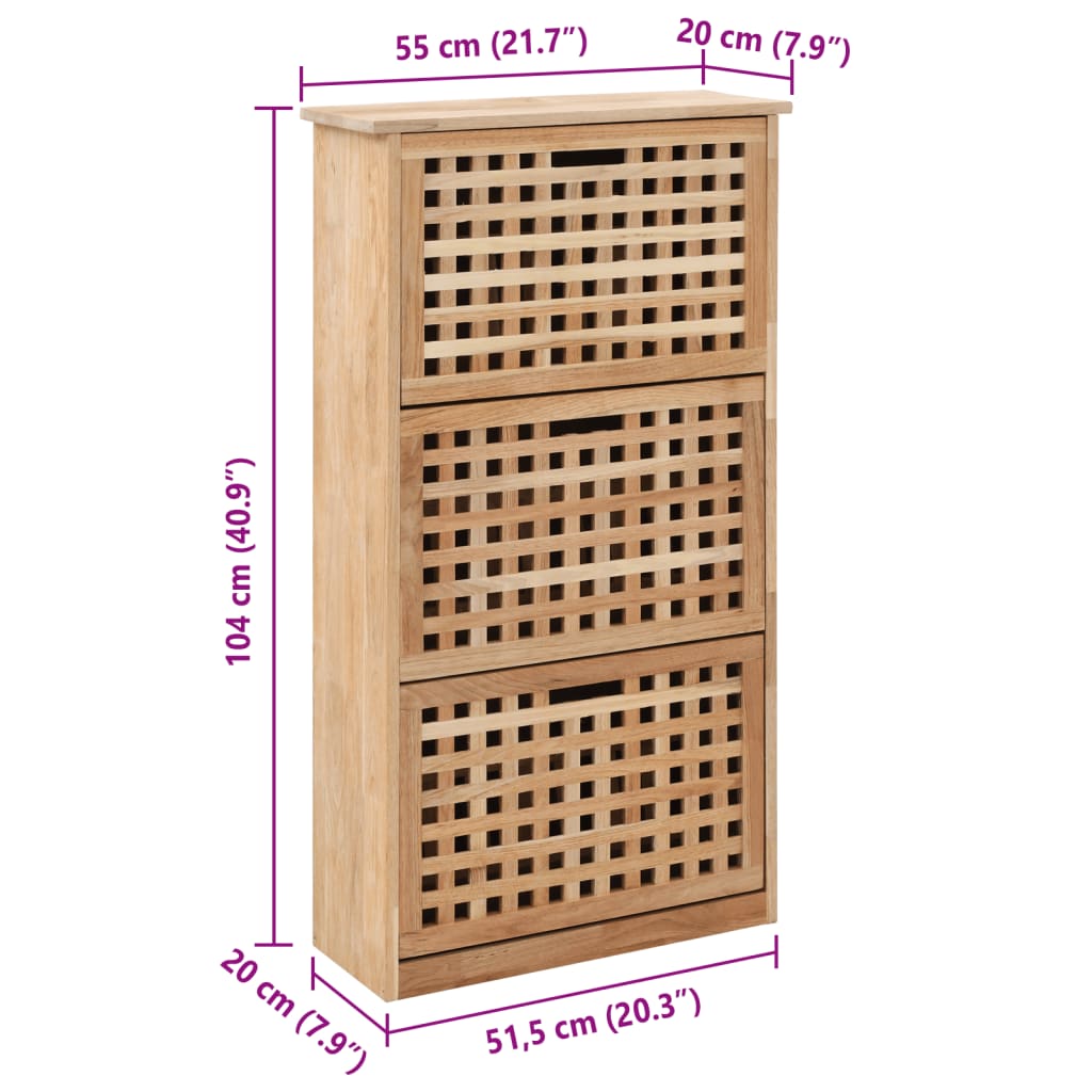 Schuhschrank 55 x 20 x 104 cm Walnuss Massivholz