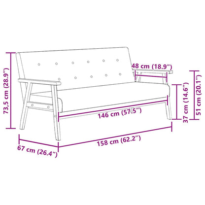 Sofa 3-Sitzer Schwarz Kunstleder
